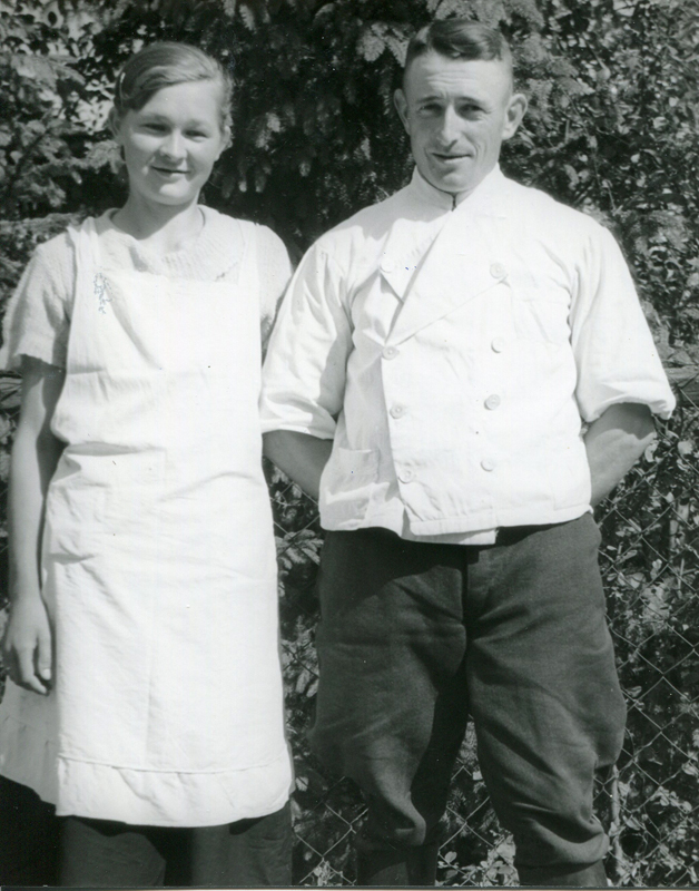 Fleischermeister Blum mit Frau