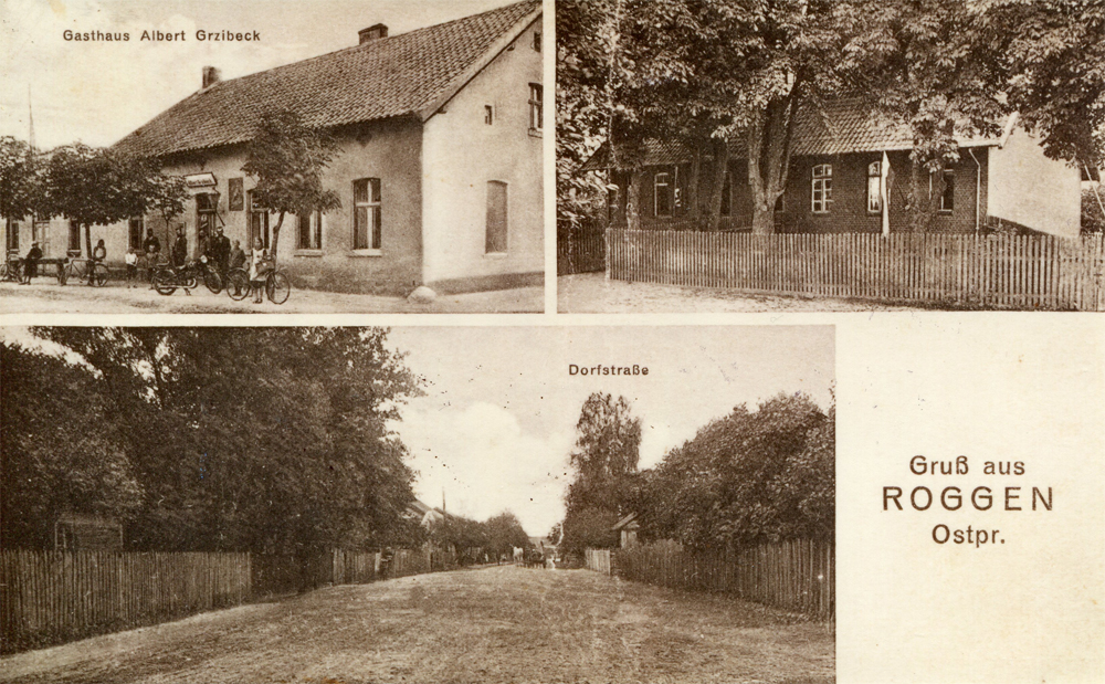 Ansichtskarte (rechts oben die Schule) - 1936 geschrieben