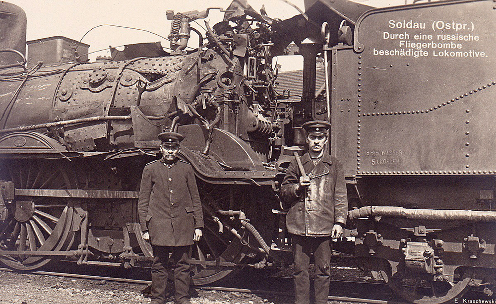 Beschädigte Lokomotive